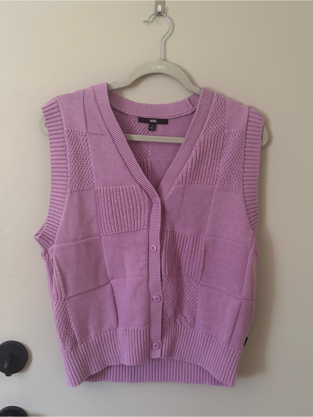 Vans Lavender Patchwork Knit V-Neck Sweater Vest